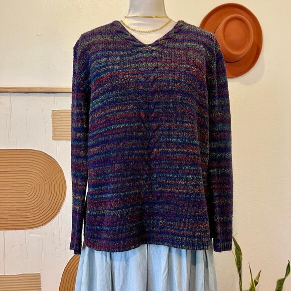 Liz Claiborne Comfy Blue Rainbow Loose Soft Knit Oversized Pullover Sweater - M - Picture 9 of 10